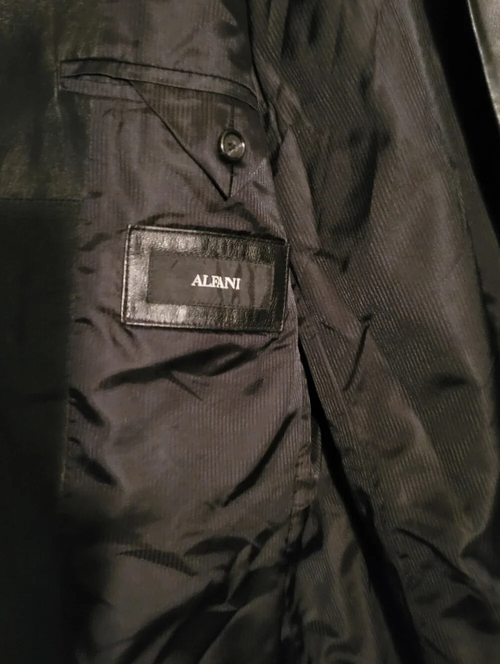 Macys Alfani Black Leather Blazer - Men's Classic Single-Breasted Jacket